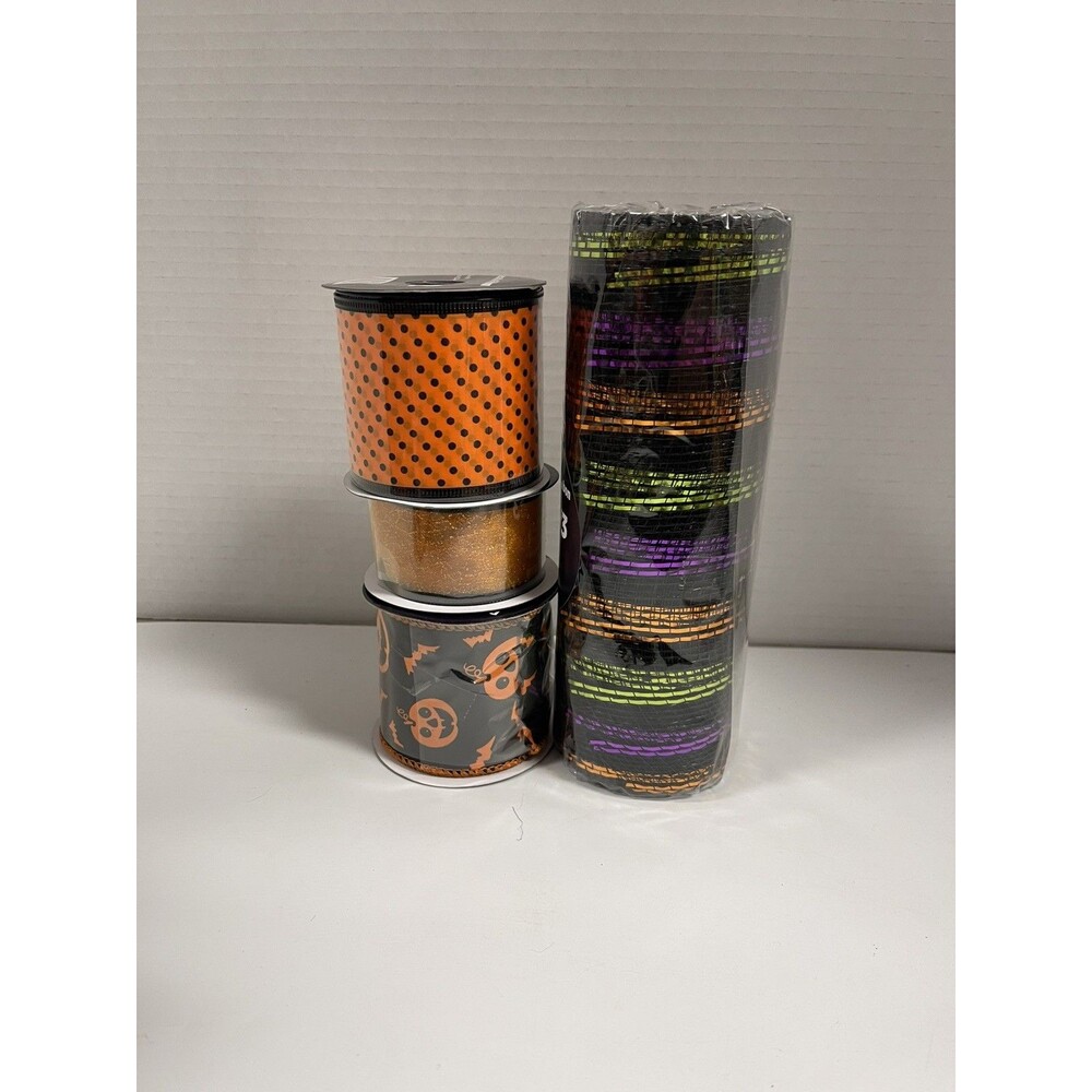 Halloween Ribbon & Mesh Rolls Pack Of 4 #500